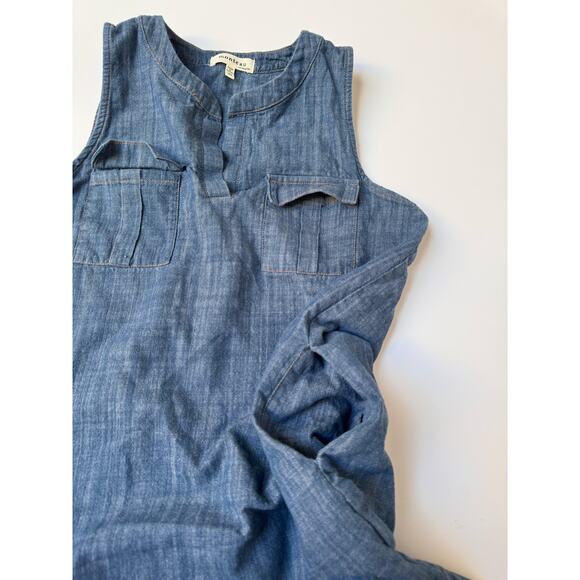 Monteau 100% Cotton Light Denim Sleeveless Mini Shift Dress Women's Medium - Picture 5 of 9